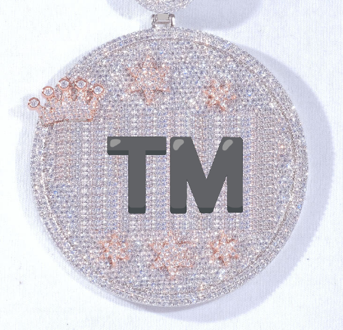 CUSTOM LETTER NECKLACE 3D BIG CROWN DISC
