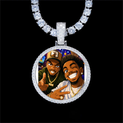 925S & VVS Moissanite 3D Circle Custom Picture Pendant