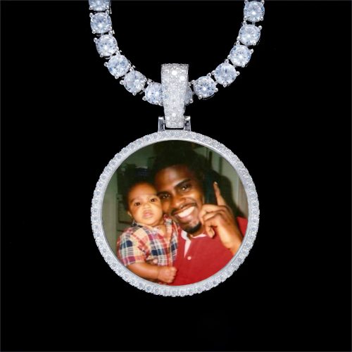 925S & VVS Moissanite 3D Circle Custom Picture Pendant