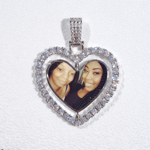 3D Spinning 2-Faced Heart Custom Picture Pendant