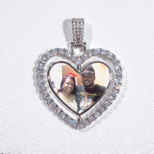 3D Spinning 2-Faced Heart Custom Picture Pendant
