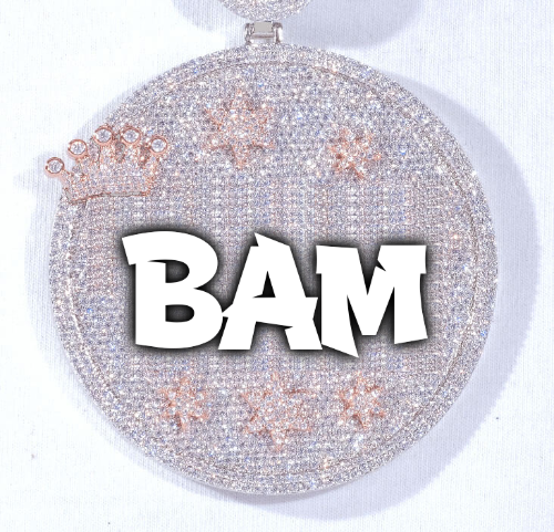 CUSTOM LETTER NECKLACE 3D BIG CROWN DISC