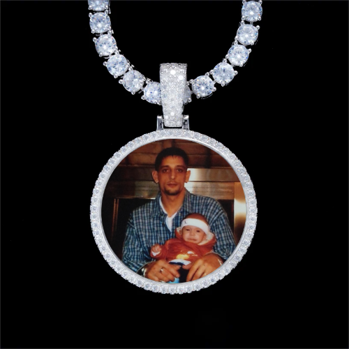 925S & VVS Moissanite 3D Circle Custom Picture Pendant