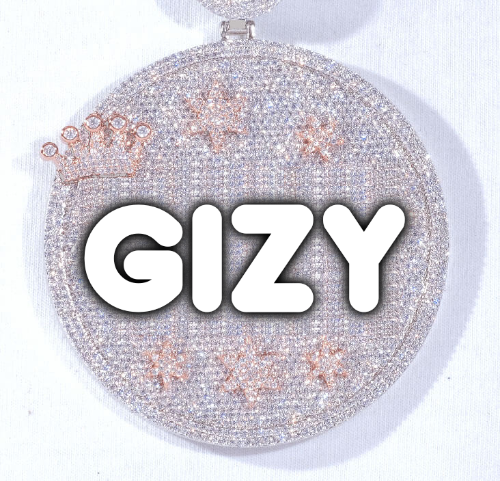 CUSTOM LETTER NECKLACE 3D BIG CROWN DISC