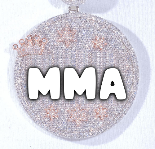 CUSTOM LETTER NECKLACE 3D BIG CROWN DISC