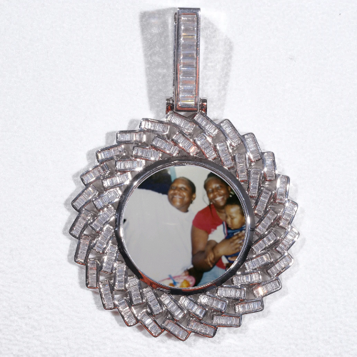 Large 3D Baguette Custom Picture Pendant