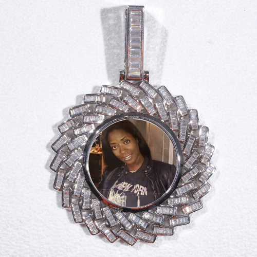 Large 3D Baguette Custom Picture Pendant