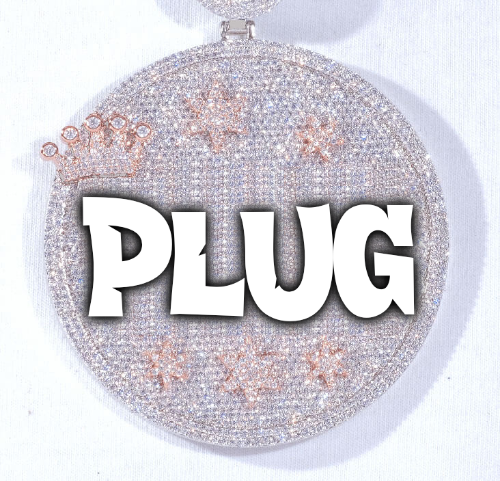 CUSTOM LETTER NECKLACE 3D BIG CROWN DISC