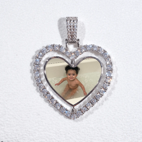 3D Spinning 2-Faced Heart Custom Picture Pendant