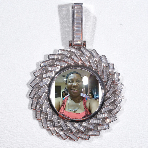 Large 3D Baguette Custom Picture Pendant