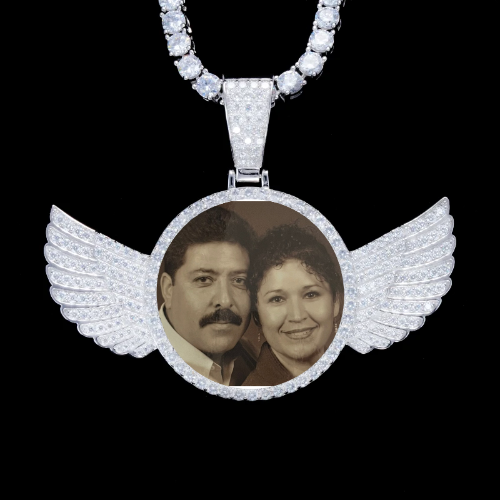 925S & VVS Moissanite 3D Wing Custom Picture Pendant