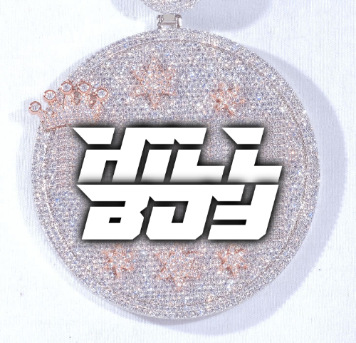 CUSTOM LETTER NECKLACE 3D BIG CROWN DISC