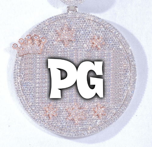 CUSTOM LETTER NECKLACE 3D BIG CROWN DISC