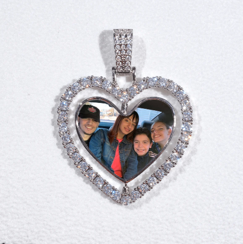 3D Spinning 2-Faced Heart Custom Picture Pendant