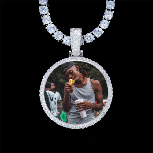 925S & VVS Moissanite 3D Circle Custom Picture Pendant