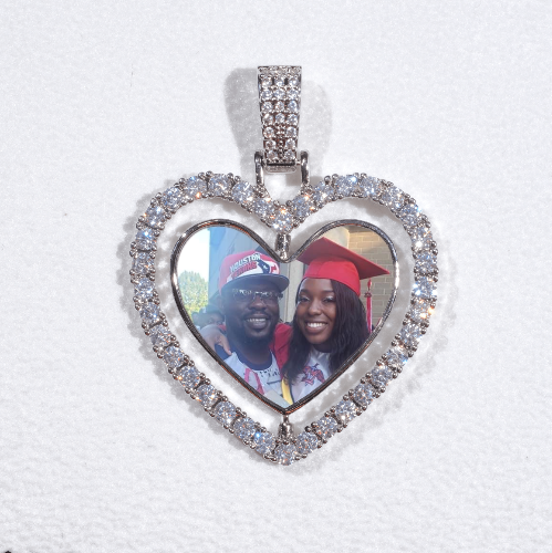 3D Spinning 2-Faced Heart Custom Picture Pendant