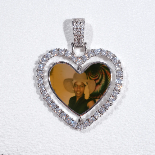 3D Spinning 2-Faced Heart Custom Picture Pendant