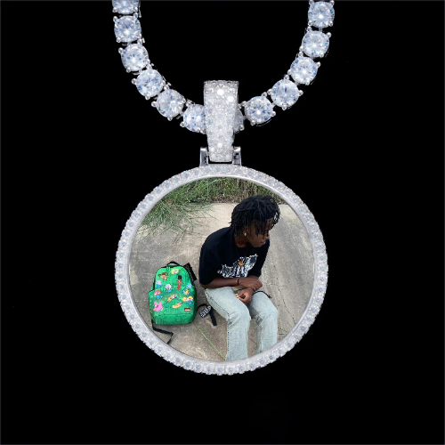 925S & VVS Moissanite 3D Circle Custom Picture Pendant