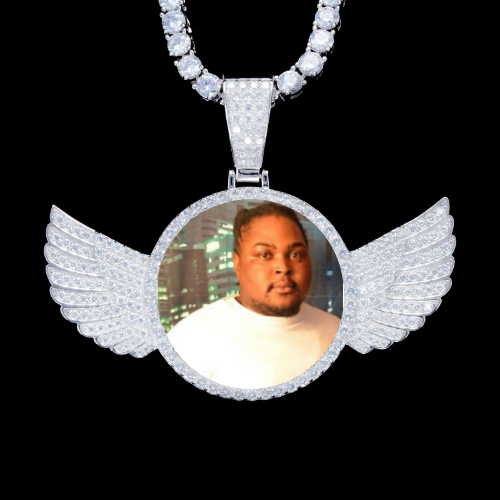 925S & VVS Moissanite 3D Wing Custom Picture Pendant