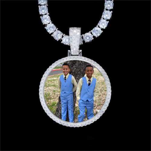 925S & VVS Moissanite 3D Circle Custom Picture Pendant