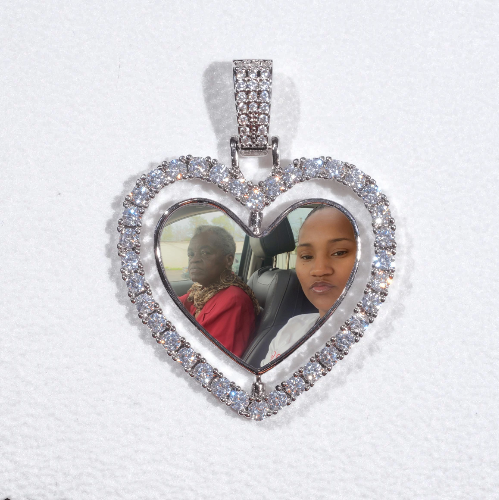 3D Spinning 2-Faced Heart Custom Picture Pendant