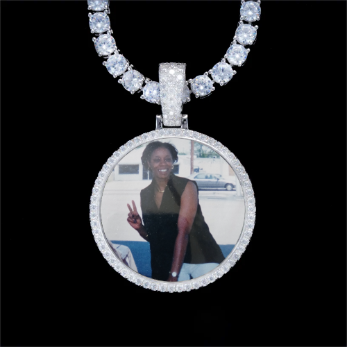 925S & VVS Moissanite 3D Circle Custom Picture Pendant
