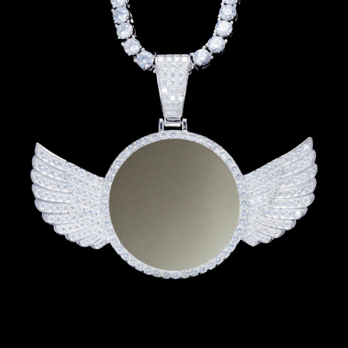 925S & VVS Moissanite 3D Wing Custom Picture Pendant