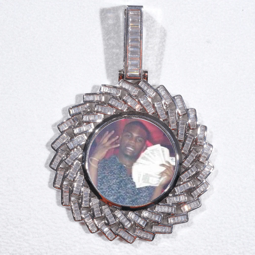 Large 3D Baguette Custom Picture Pendant