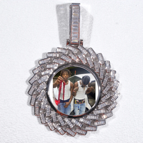 Large 3D Baguette Custom Picture Pendant