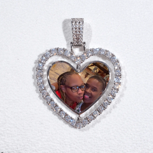3D Spinning 2-Faced Heart Custom Picture Pendant