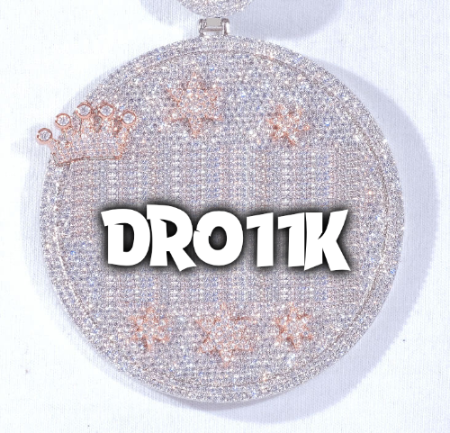 CUSTOM LETTER NECKLACE 3D BIG CROWN DISC