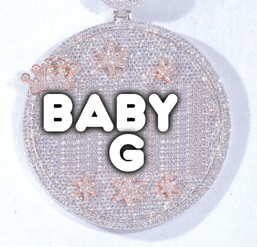 CUSTOM LETTER NECKLACE 3D BIG CROWN DISC