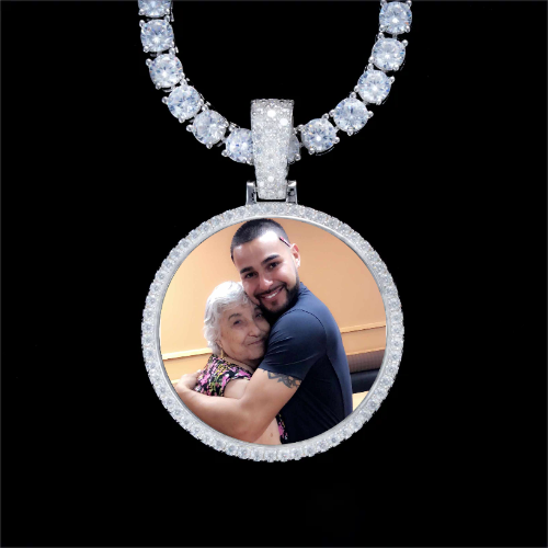 925S & VVS Moissanite 3D Circle Custom Picture Pendant