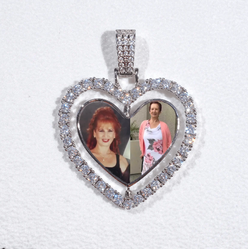 3D Spinning 2-Faced Heart Custom Picture Pendant