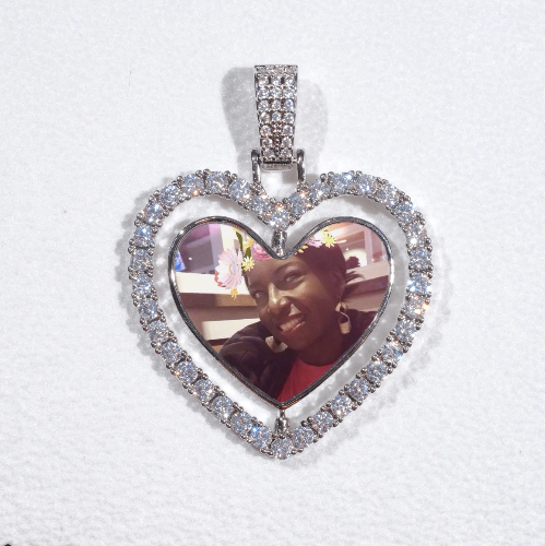 3D Spinning 2-Faced Heart Custom Picture Pendant
