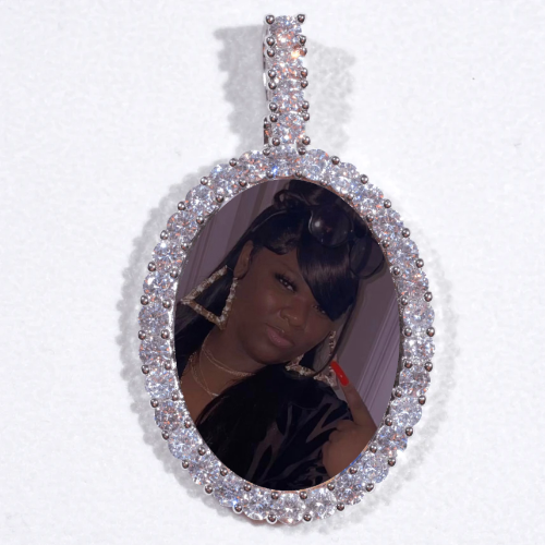 Large 3D Oval Custom Picture Pendant