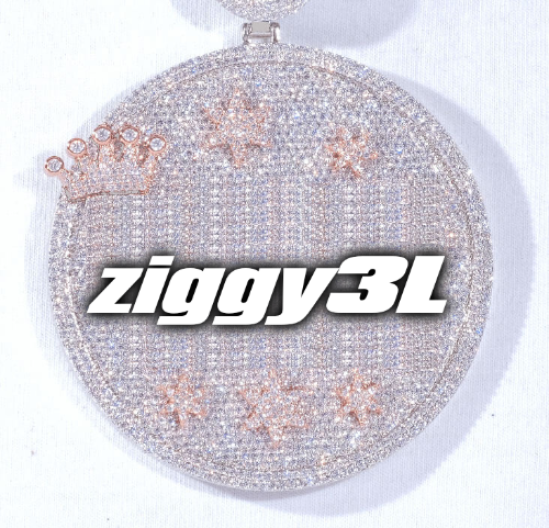 CUSTOM LETTER NECKLACE 3D BIG CROWN DISC