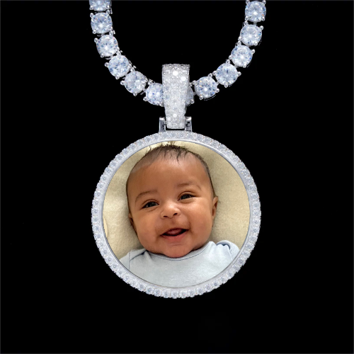925S & VVS Moissanite 3D Circle Custom Picture Pendant
