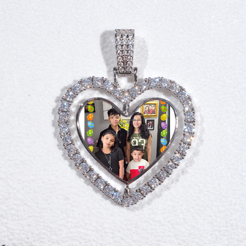 3D Spinning 2-Faced Heart Custom Picture Pendant