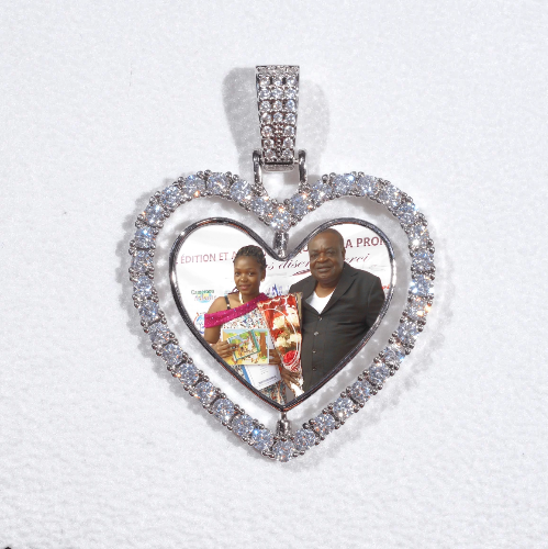 3D Spinning 2-Faced Heart Custom Picture Pendant