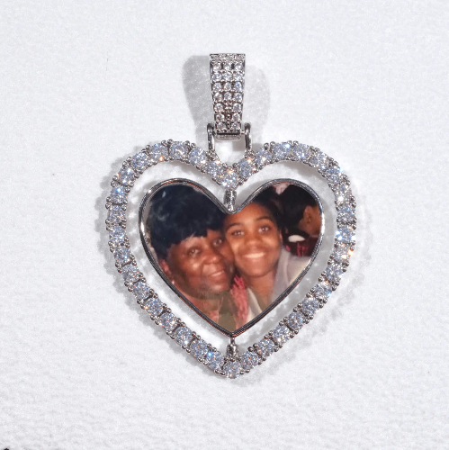 3D Spinning 2-Faced Heart Custom Picture Pendant