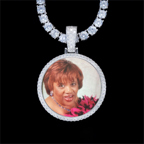 925S & VVS Moissanite 3D Circle Custom Picture Pendant