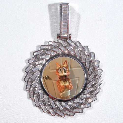 Large 3D Baguette Custom Picture Pendant