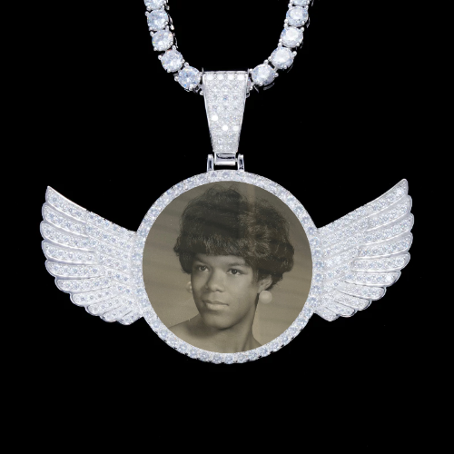 925S & VVS Moissanite 3D Wing Custom Picture Pendant