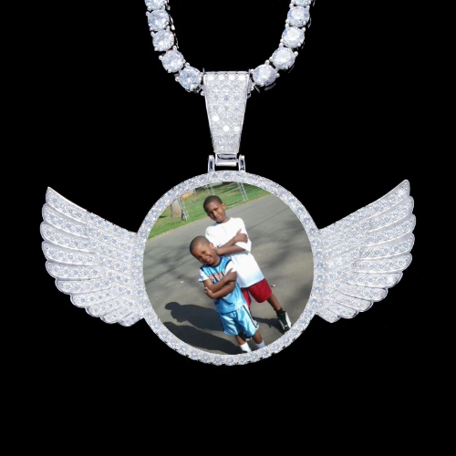925S & VVS Moissanite 3D Wing Custom Picture Pendant