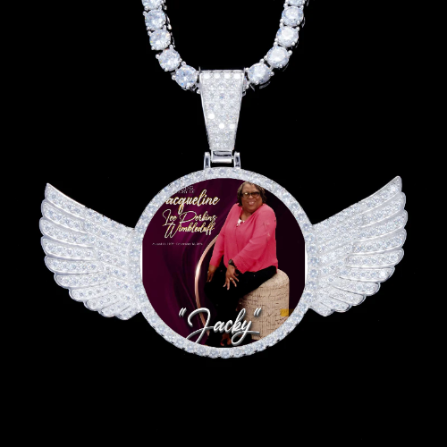 925S & VVS Moissanite 3D Wing Custom Picture Pendant