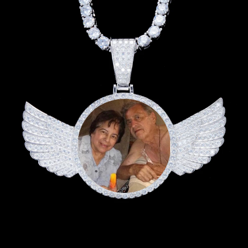 925S & VVS Moissanite 3D Wing Custom Picture Pendant