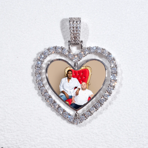 3D Spinning 2-Faced Heart Custom Picture Pendant