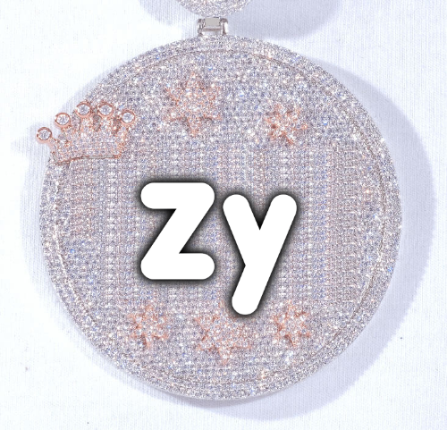 CUSTOM LETTER NECKLACE 3D BIG CROWN DISC