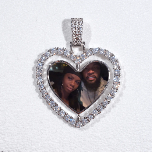 3D Spinning 2-Faced Heart Custom Picture Pendant